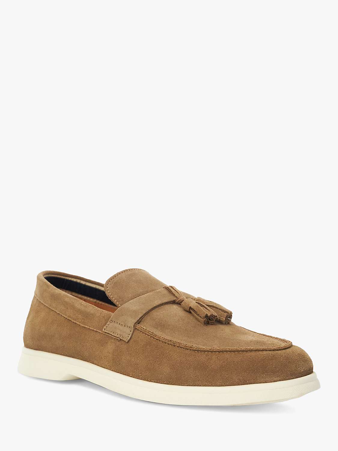 Buy Dune Believes Top Stitch Tassle Loafers, Taupe Online at johnlewis.com