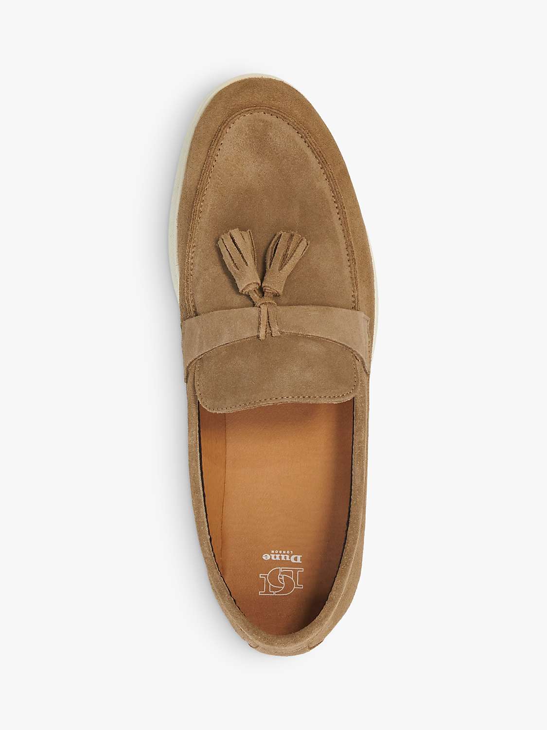 Buy Dune Believes Top Stitch Tassle Loafers, Taupe Online at johnlewis.com