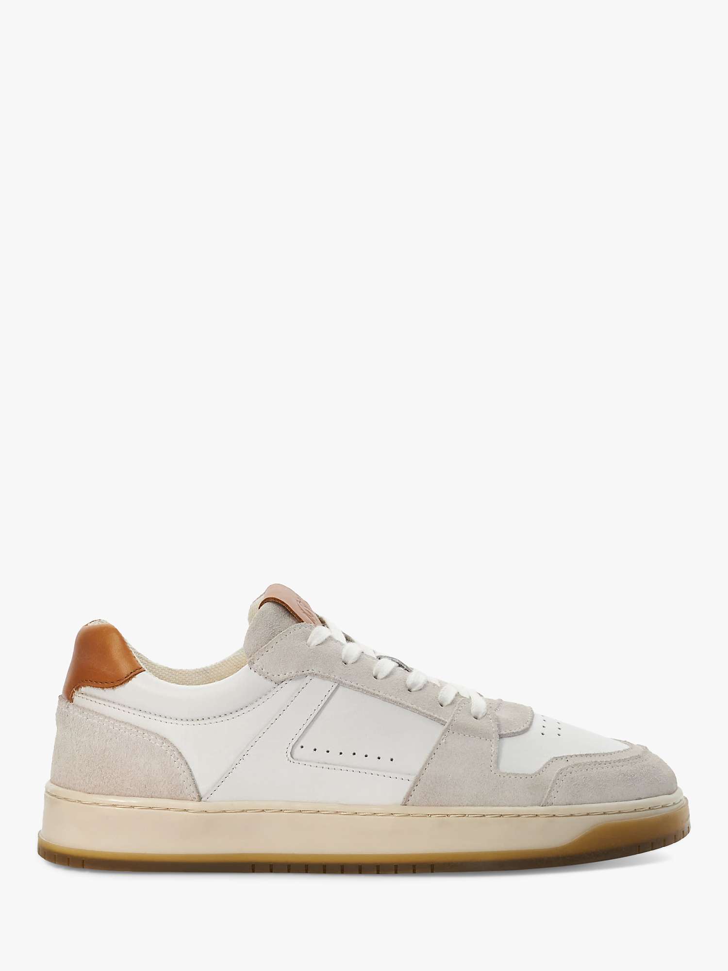 Buy Dune Tylor Suede and Leather Low Top Trainers, White/Grey Online at johnlewis.com