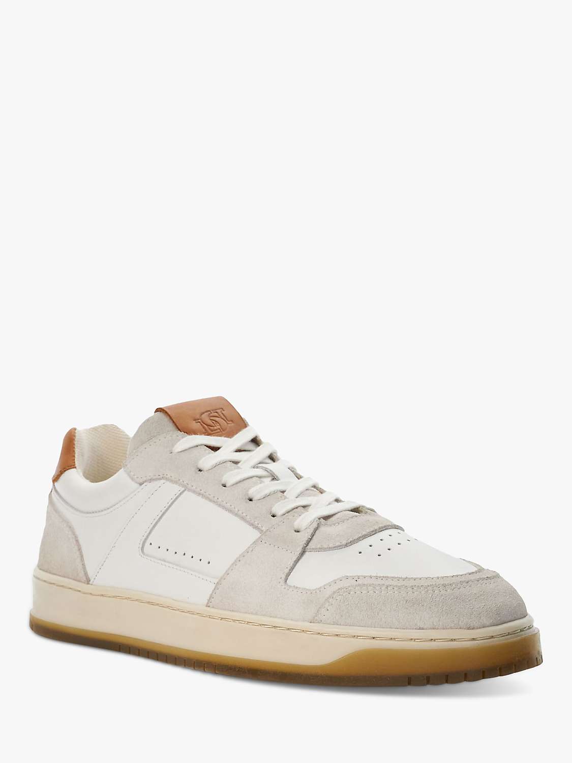 Buy Dune Tylor Suede and Leather Low Top Trainers, White/Grey Online at johnlewis.com