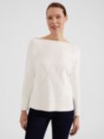 Hobbs Emmy Geometric Texture Cotton Jumper, Ivory