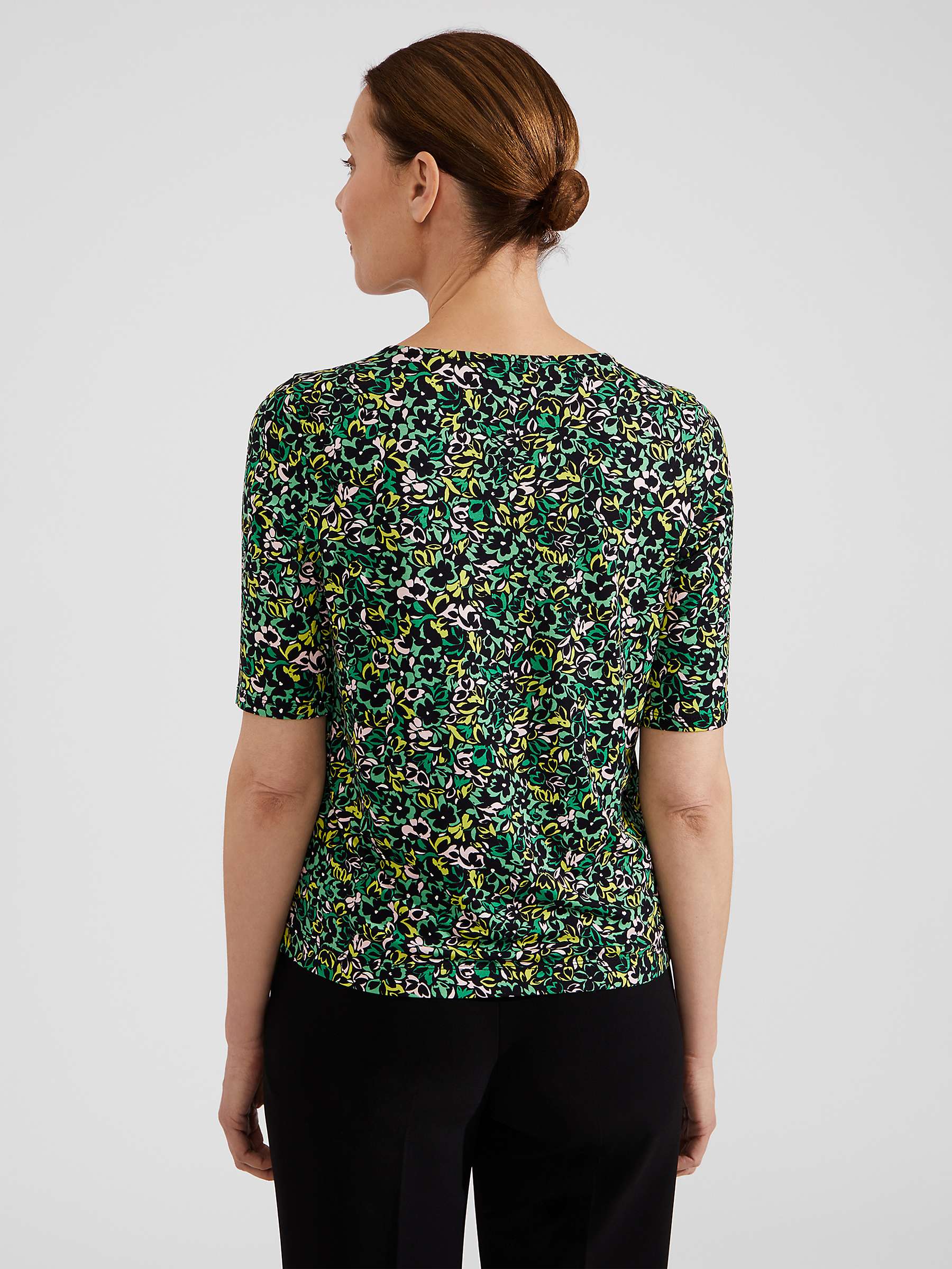 Buy Hobbs Jacqueline Abstract Print Top, Green/Multi Online at johnlewis.com