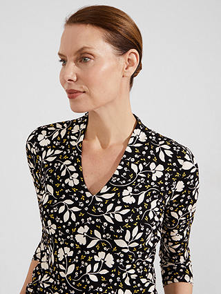 Hobbs Aimee Floral Print Jersey Top, Black/Multi