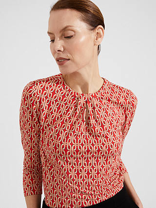 Hobbs Julia Geometric Print Blouse, Red