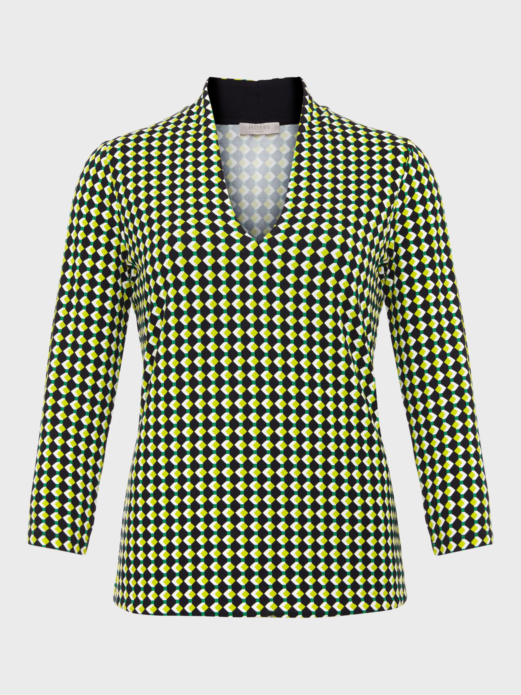 Buy Hobbs Aimee Geometric Print Jersey Top, Green/Multi Online at johnlewis.com