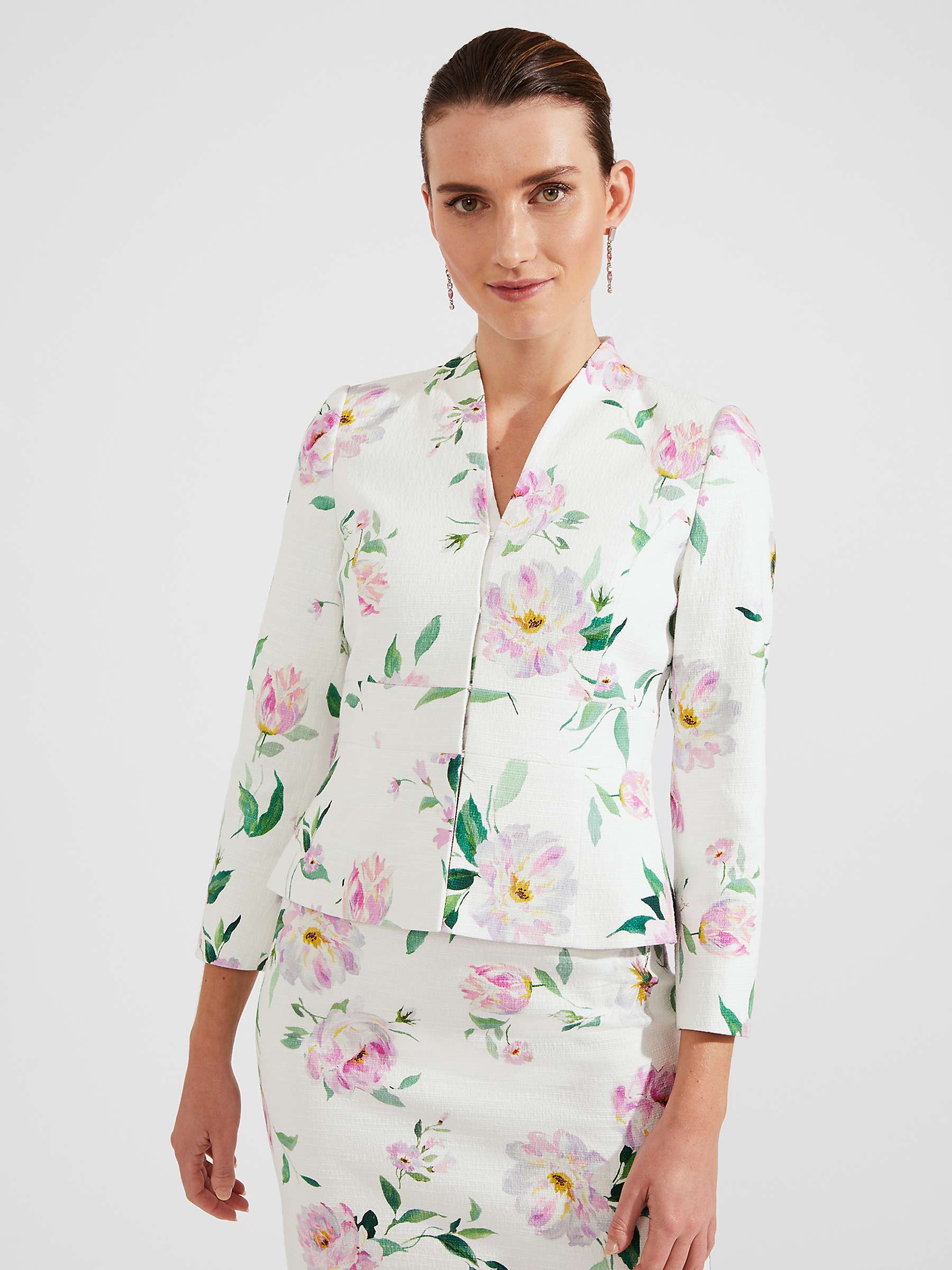 Buy Hobbs Suzanna Tailored Floral Tweed Jacket, Ivory/Multi Online at johnlewis.com