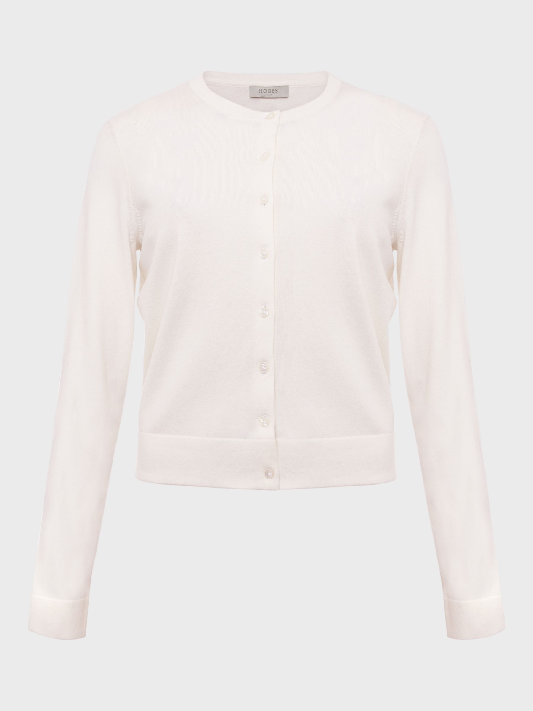 Hobbs Michelle Cotton Blend Cardigan, Ivory at John Lewis & Partners