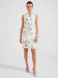 Hobbs Petite Suzanna Floral Print Knee Length Dress, Ivory/Multi