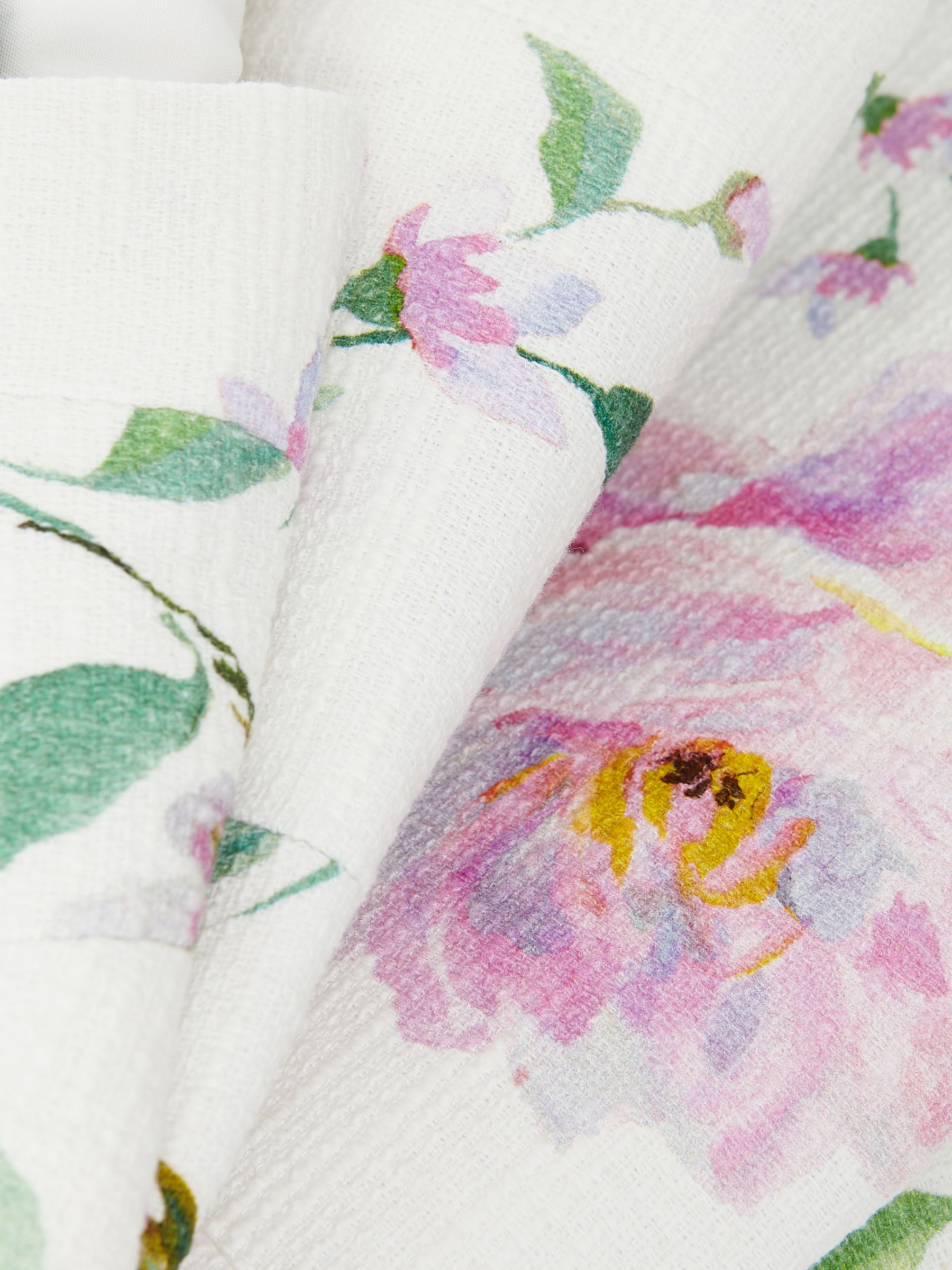 Hobbs Petite Suzanna Floral Print Knee Length Dress, Ivory/Multi, 10