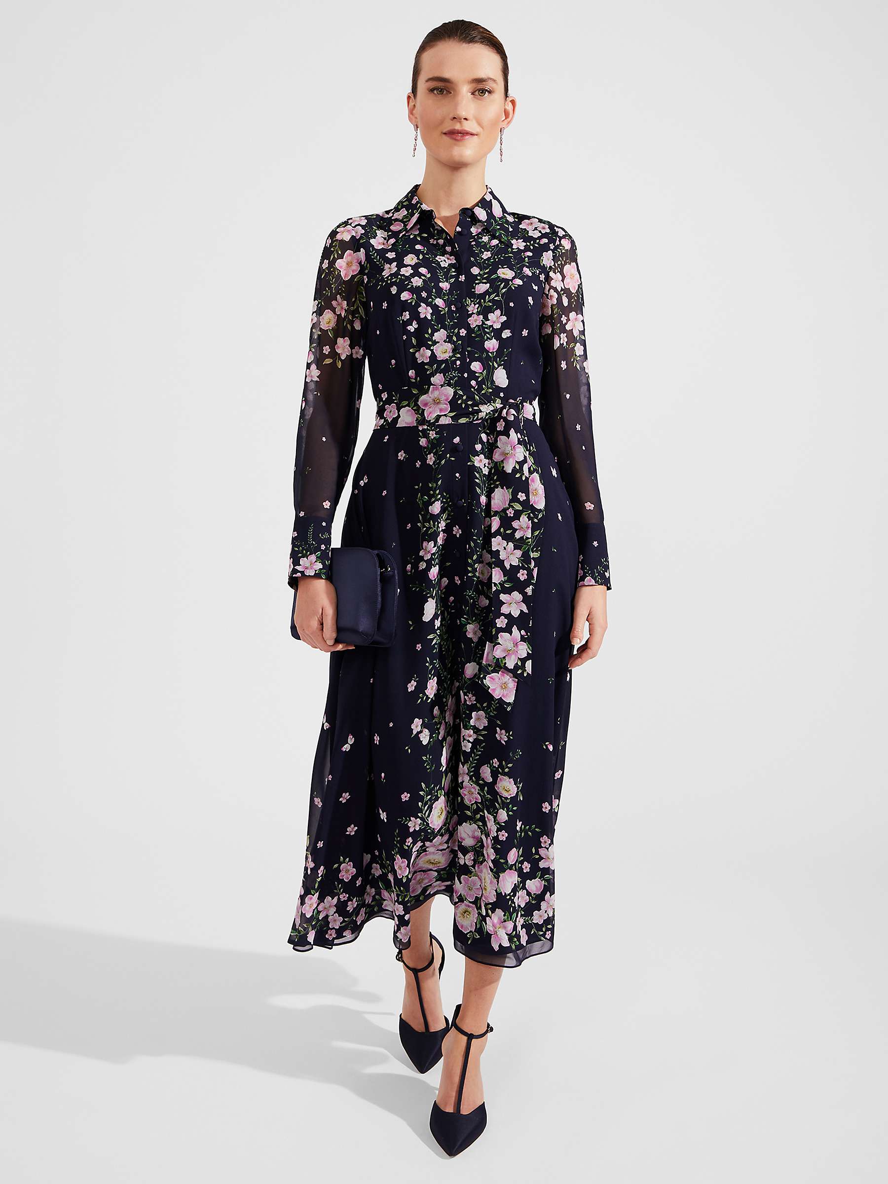 Buy Hobbs Juliet Floral Print Silk Maxi Dress, Navy/Multi Online at johnlewis.com
