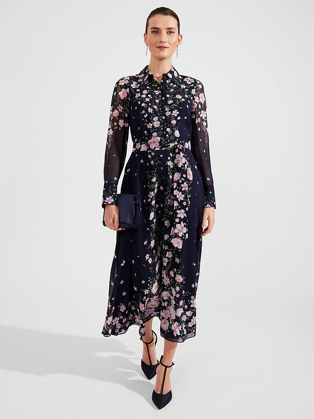 Hobbs Juliet Floral Print Silk Maxi Dress, Navy/Multi