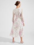 Hobbs Petite Skye Floral Print Silk Midi Dress, Ivory/Multi, Ivory/Multi