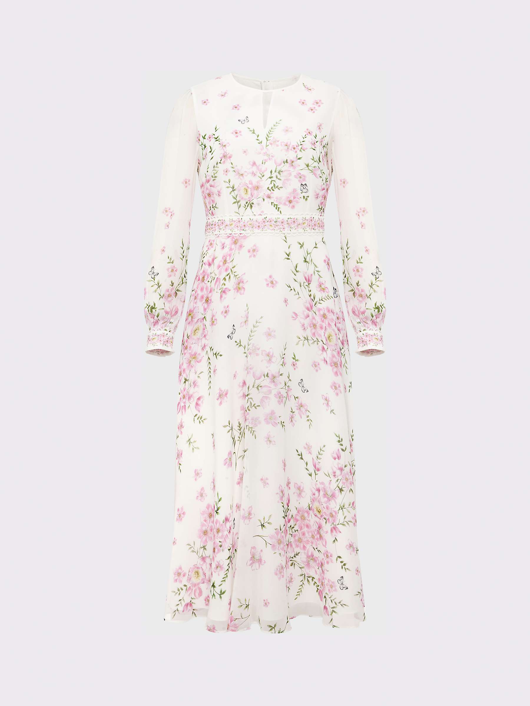 Buy Hobbs Petite Skye Floral Print Silk Midi Dress, Ivory/Multi Online at johnlewis.com