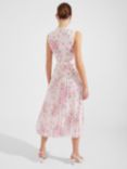Hobbs Petite Veronica Floral Print Pleated Maxi Dress, Pink/Multi, Pink/Multi