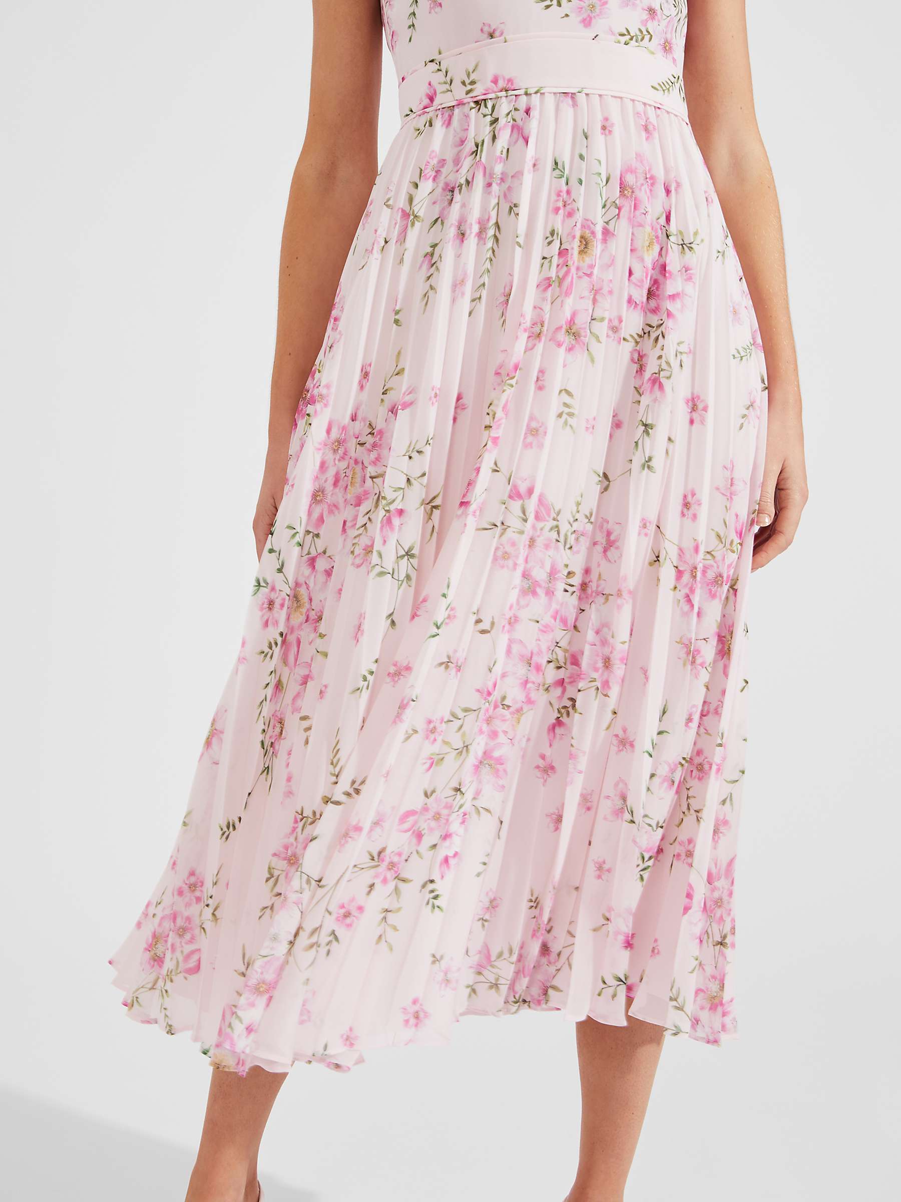 Buy Hobbs Petite Veronica Floral Print Pleated Maxi Dress, Pink/Multi Online at johnlewis.com