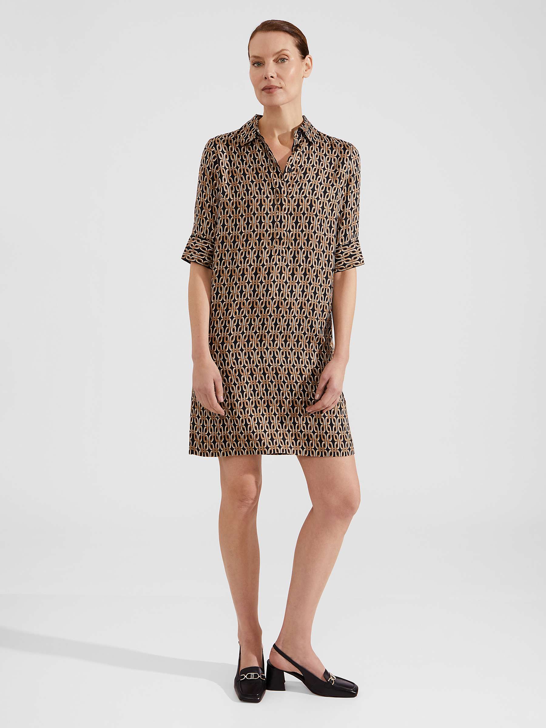 Buy Hobbs Marciella Geometric Print Mini Dress, Black/Camel Online at johnlewis.com