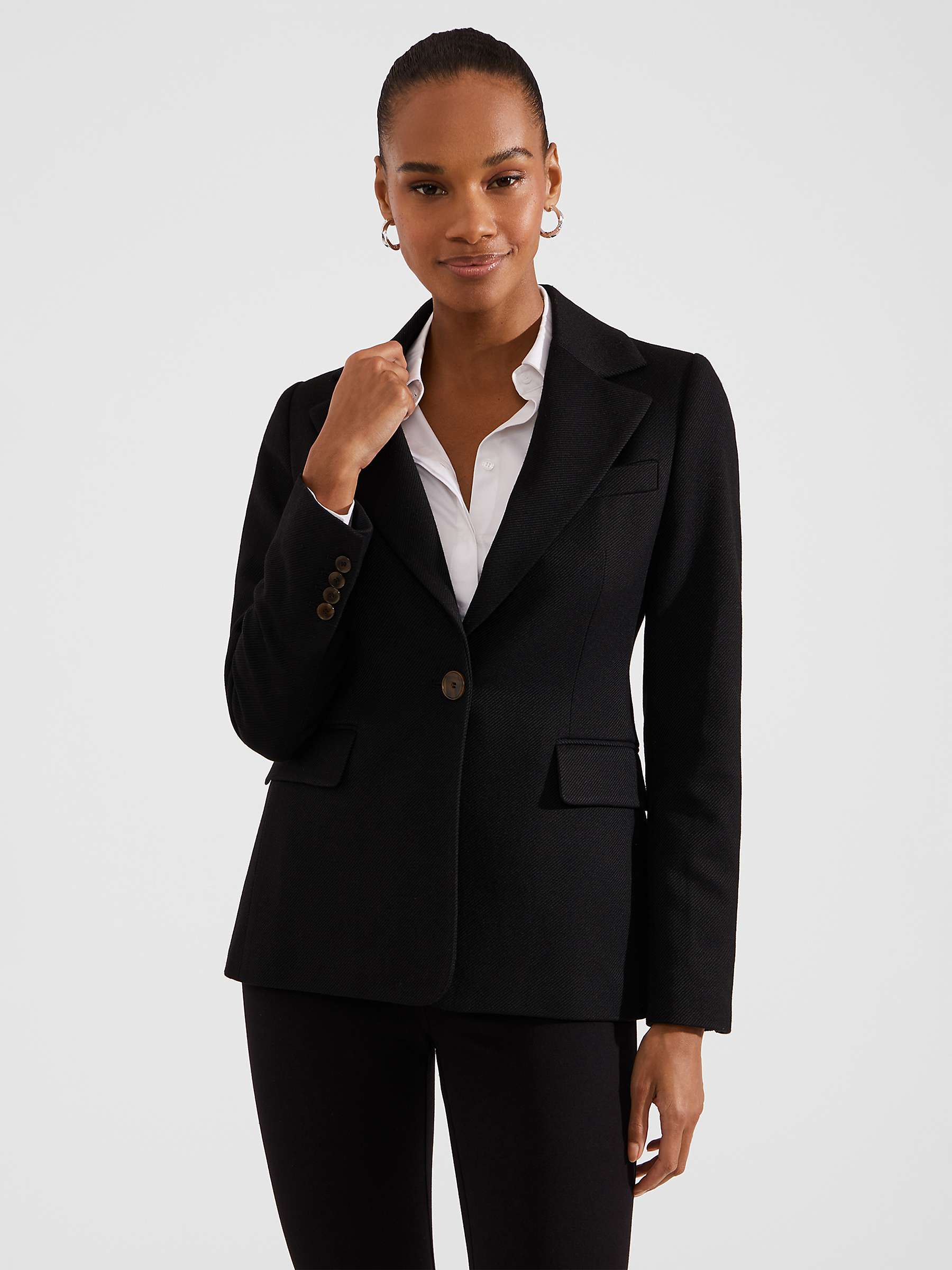 Buy Hobbs Kiera Textured Tailored Blazer, Black Online at johnlewis.com