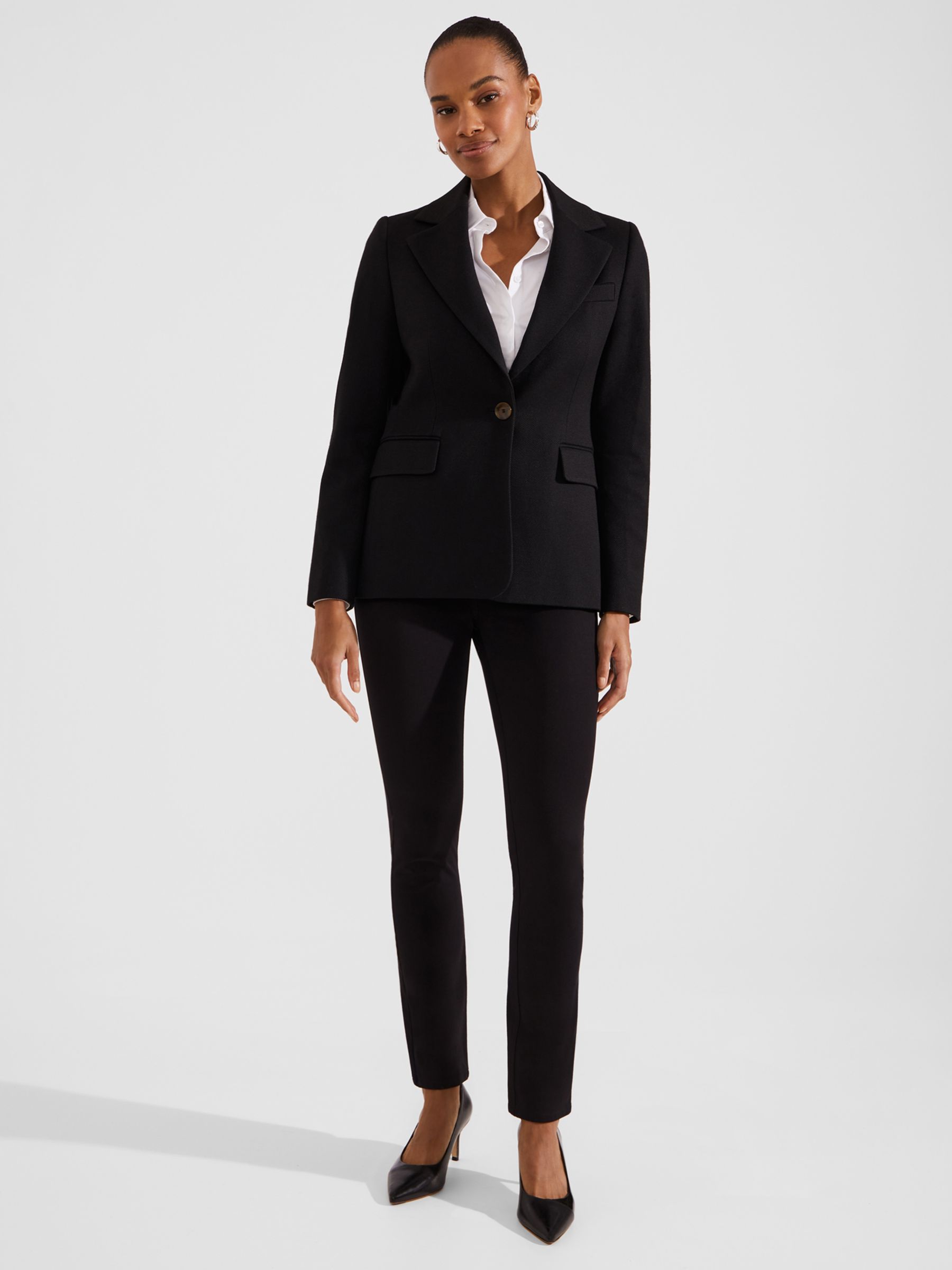 Hobbs Kiera Textured Tailored Blazer, Black