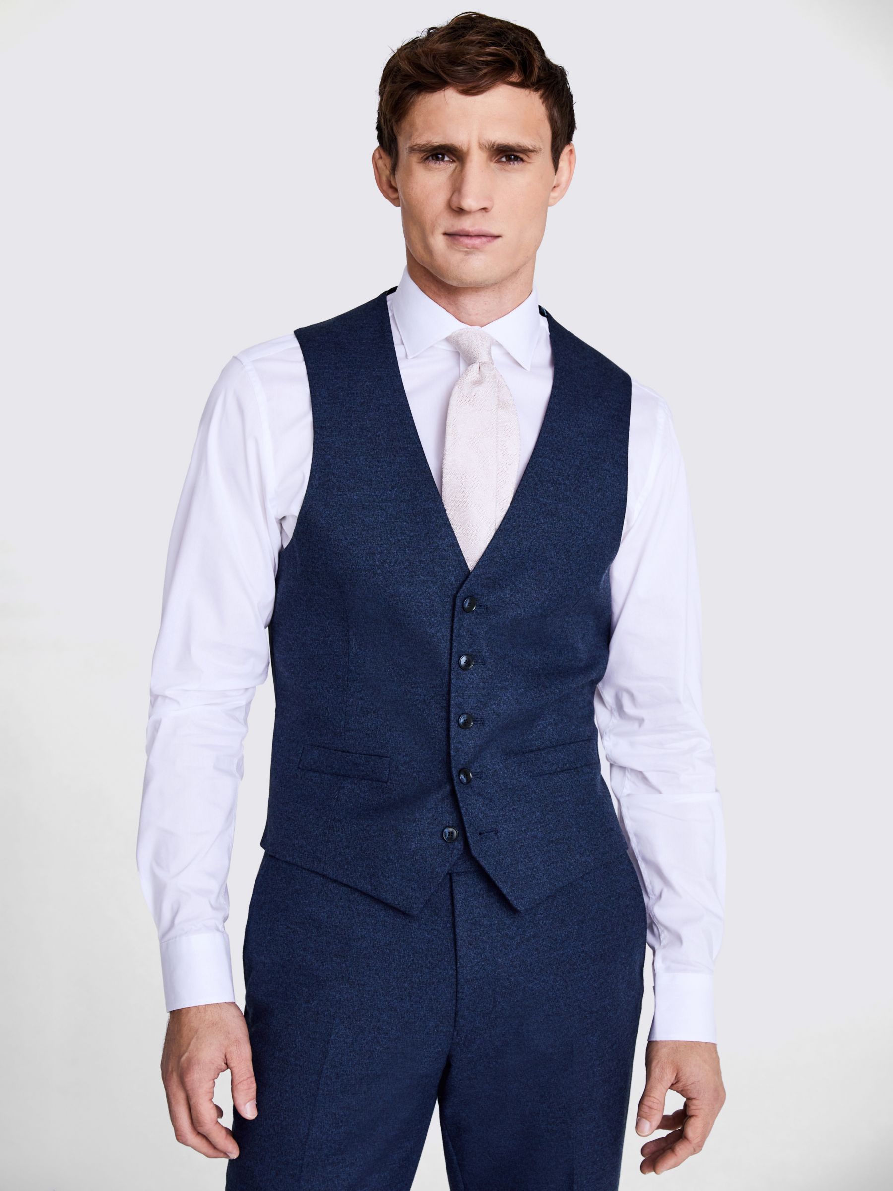 Moss Tailored Fit Flannel Waistcoat, Blue at John Lewis & Partners