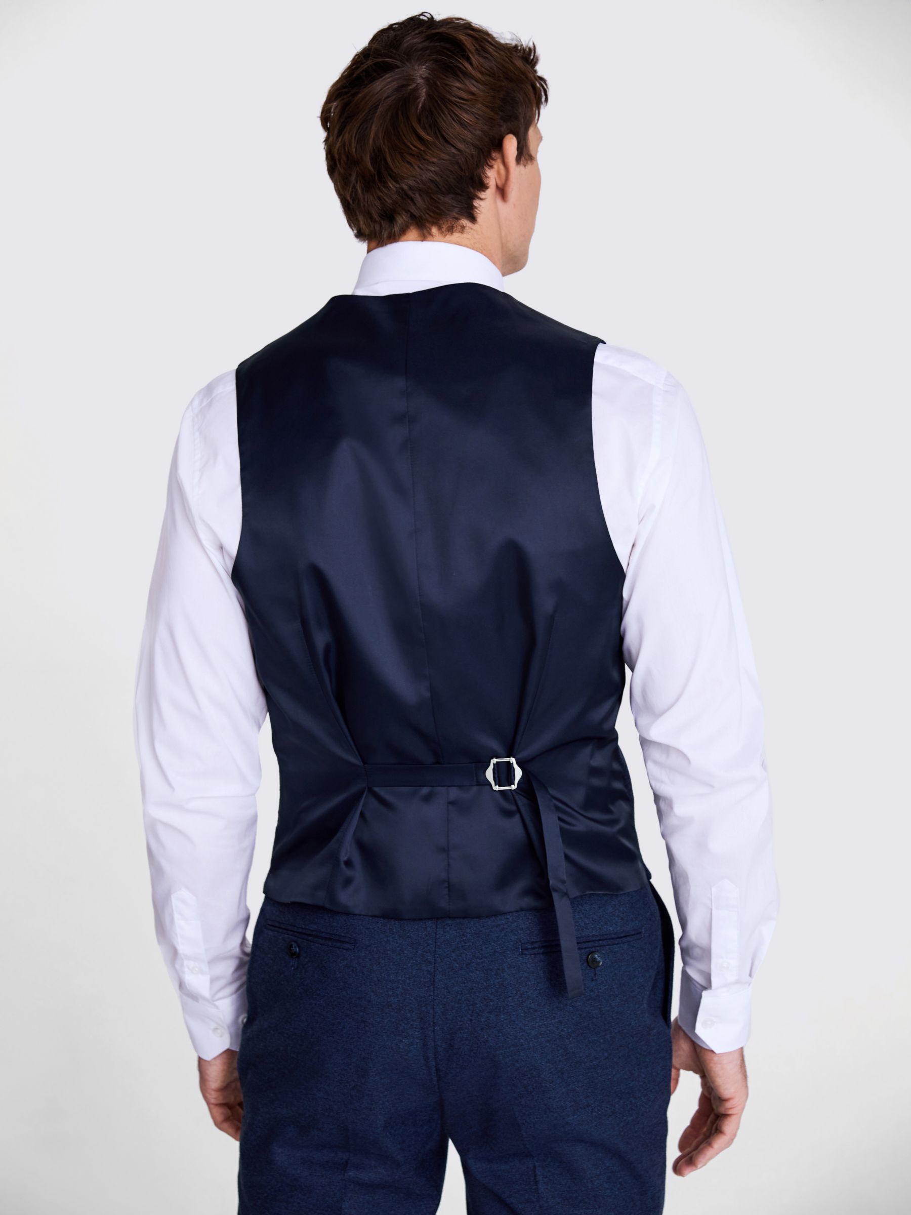 Moss Tailored Fit Flannel Waistcoat, Blue, 36R