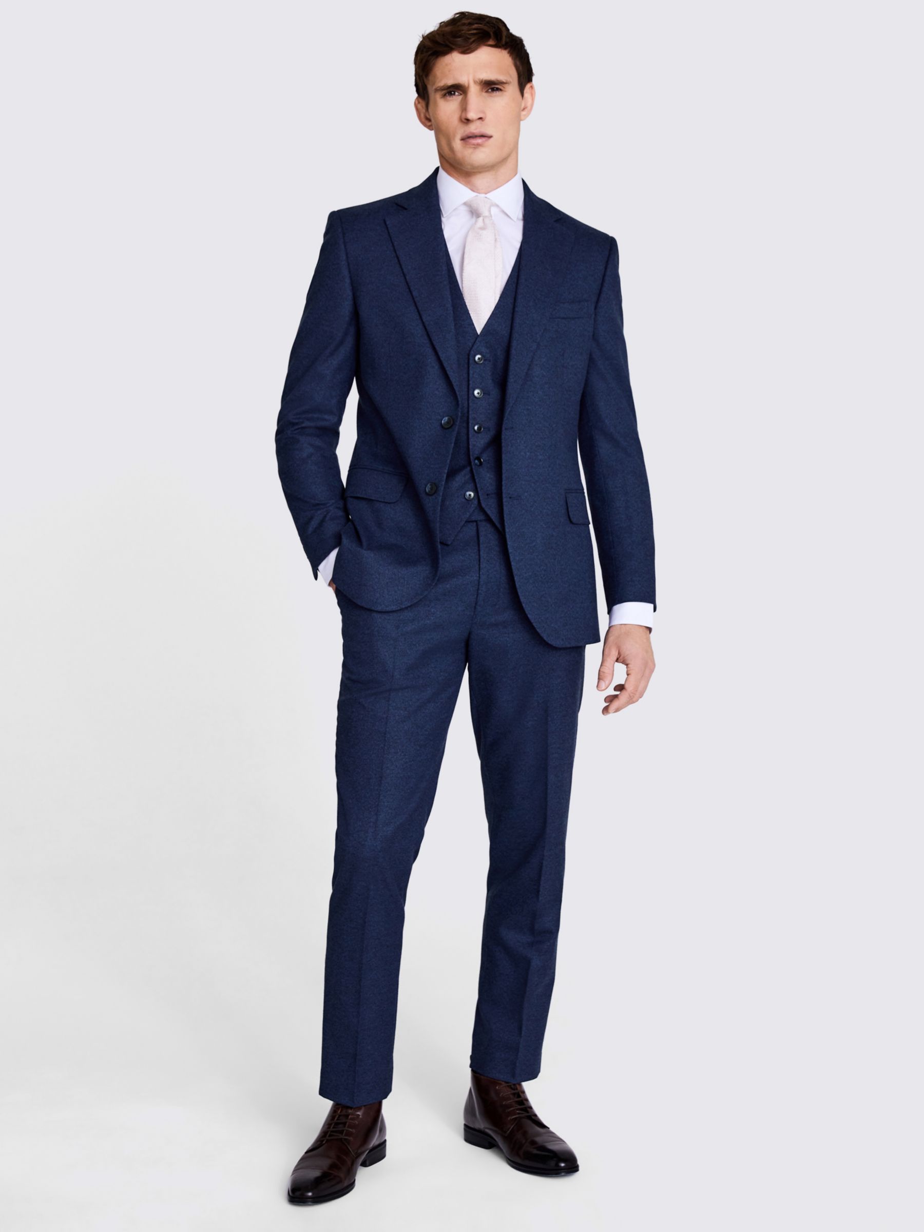 Moss Tailored Fit Flannel Suit Jacket, Blue, 46S
