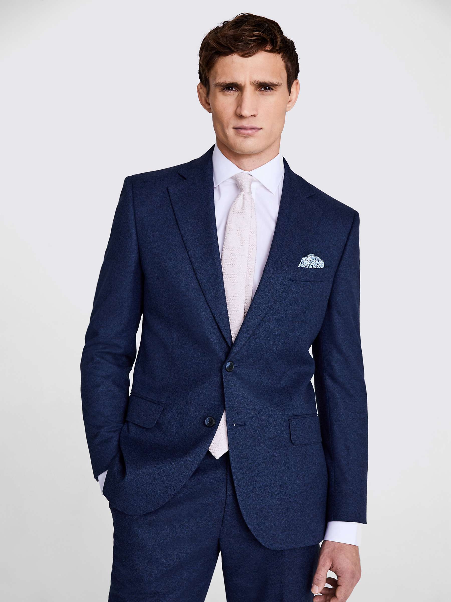 Buy Moss Tailored Fit Flannel Suit Jacket, Blue Online at johnlewis.com