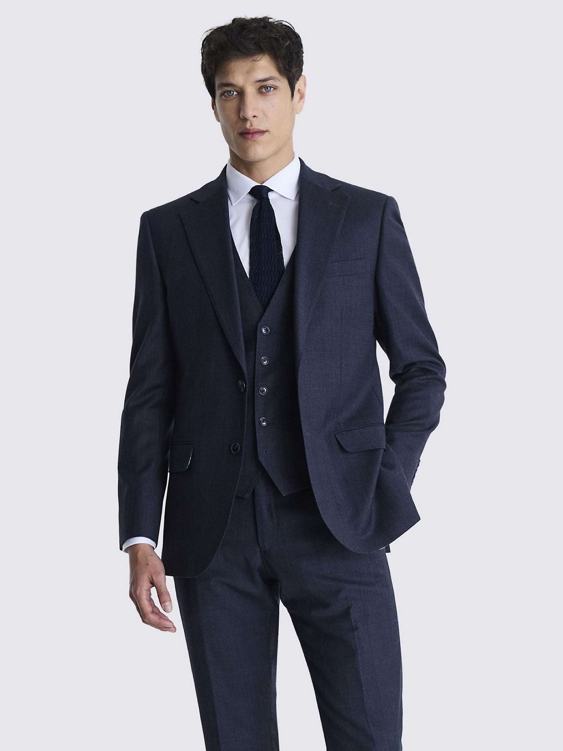 Buy Moss Tailored Fit Wool Blend Check Performance Jacket, Navy Online at johnlewis.com