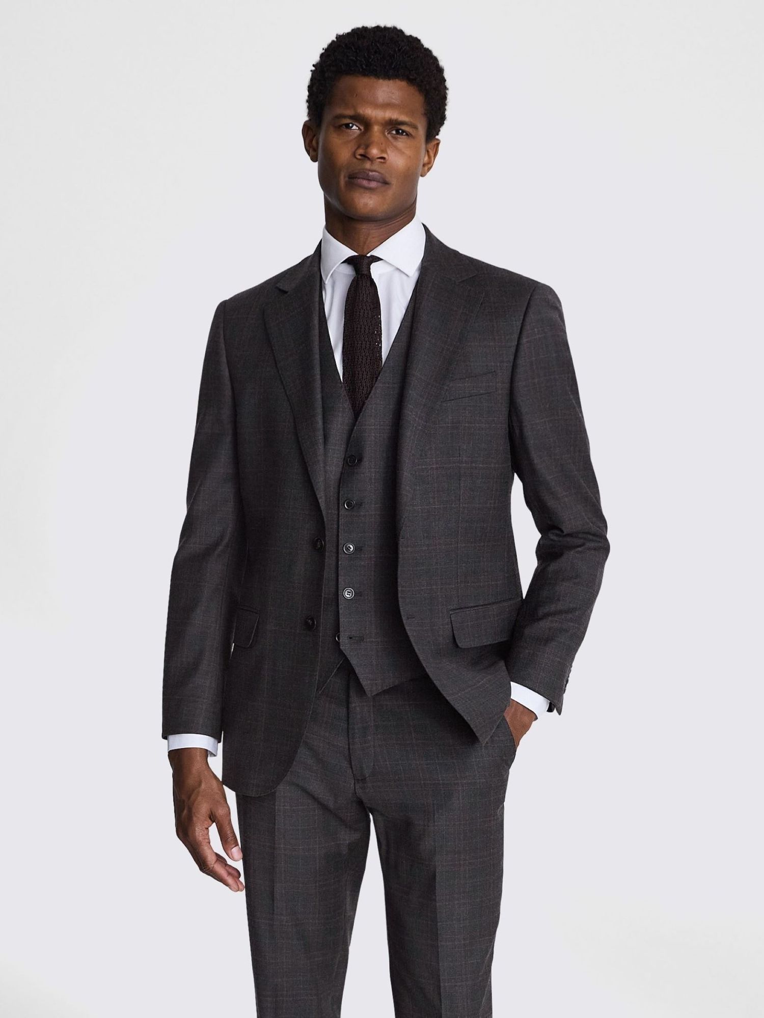 Buy Moss Tailored Fit Check Performance Suit Jacket, Grey Online at johnlewis.com