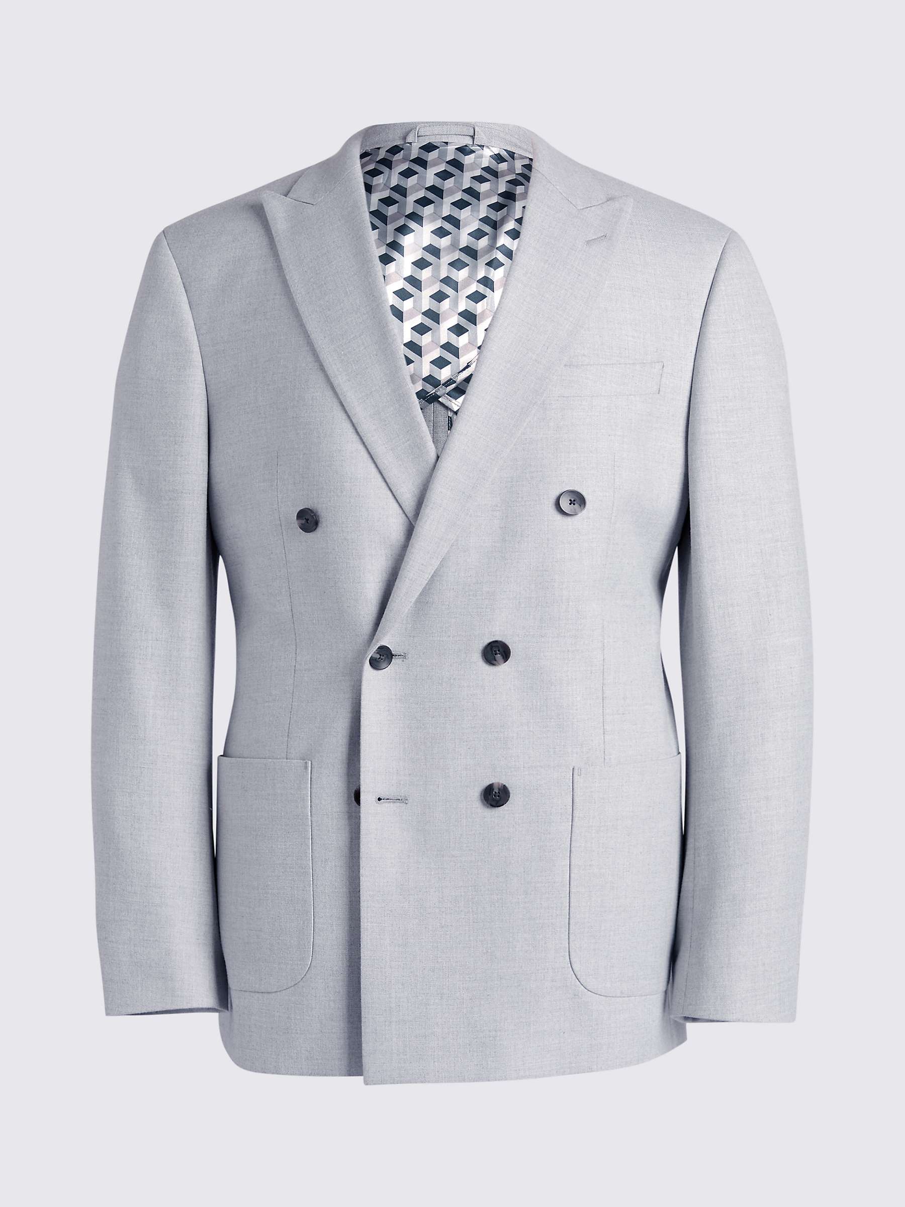 Buy Moss Tailored Fit Double Breasted Flannel Suit Jacket, Light Grey Online at johnlewis.com