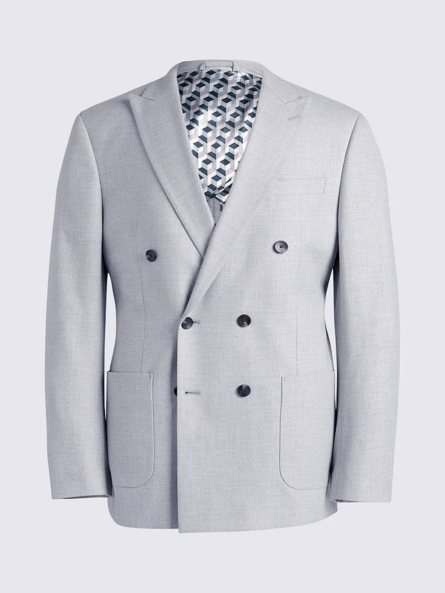 Moss Tailored Fit Double Breasted Flannel Suit Jacket, Light Grey