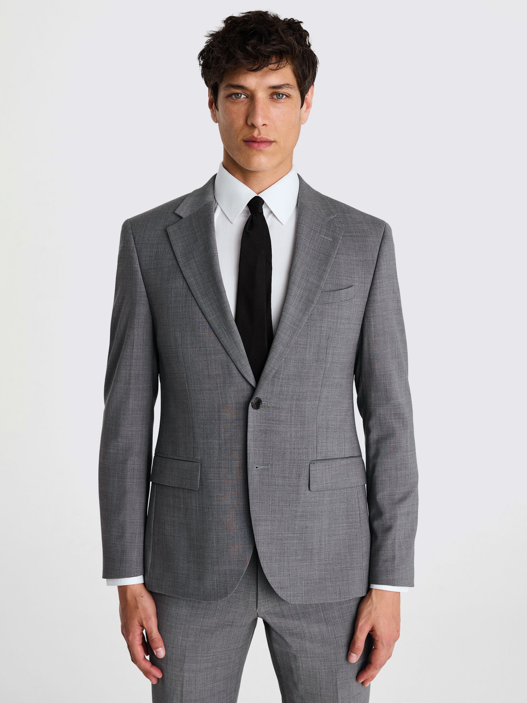 Moss x DKNY Wool Blend Slim Fit Suit Jacket, Grey at John Lewis & Partners