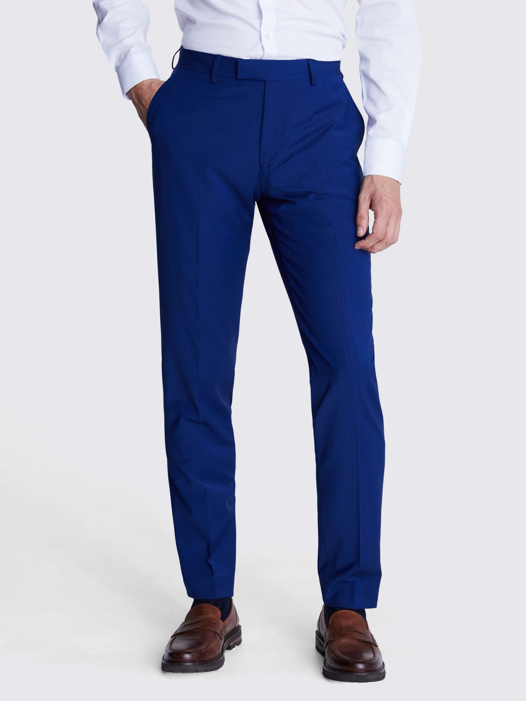 Moss Tailored Fit Wool Blend Suit Trousers, Royal Blue, 42R