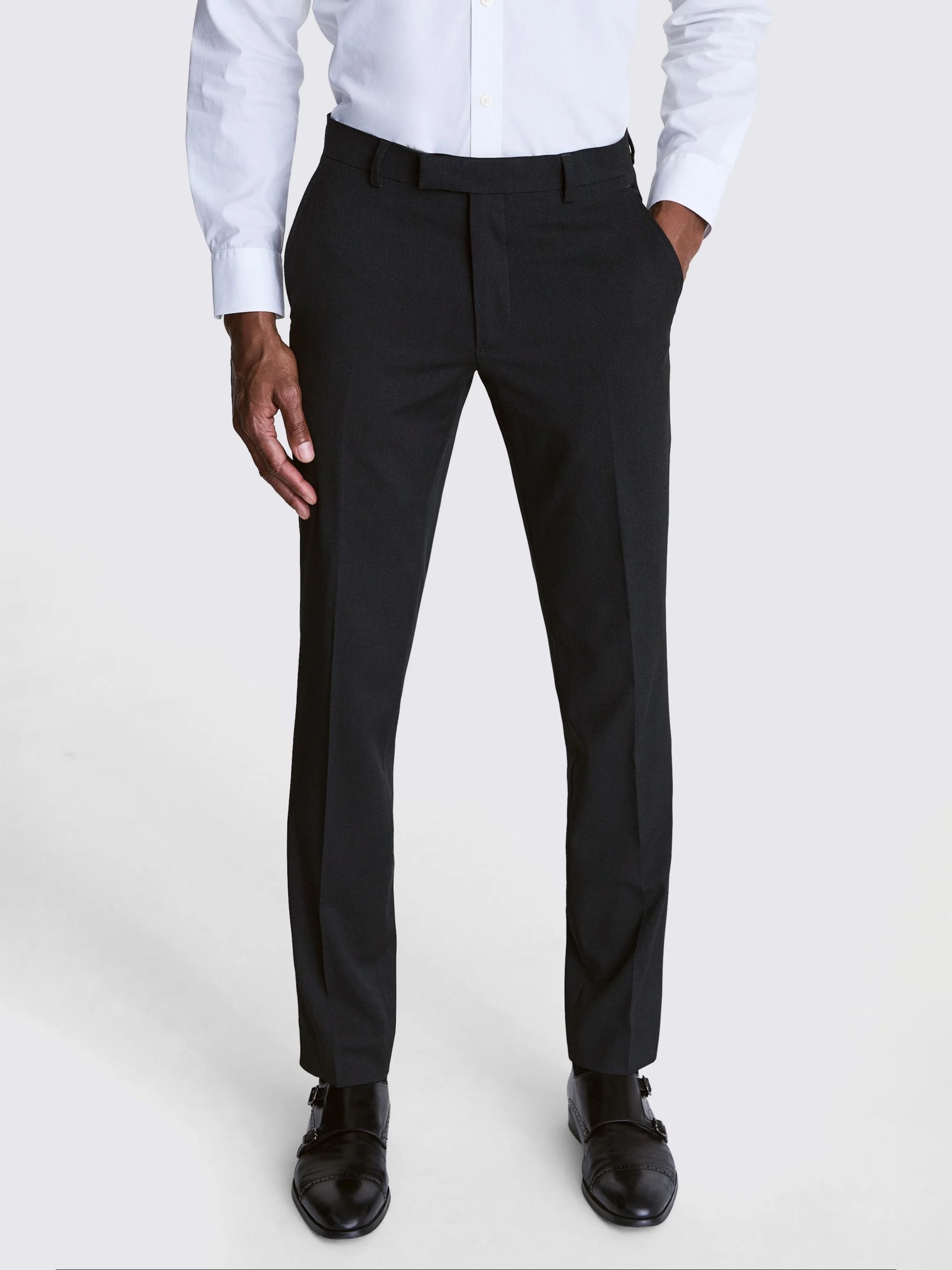 Moss Slim Fit Stretch Trousers, Charcoal at John Lewis & Partners
