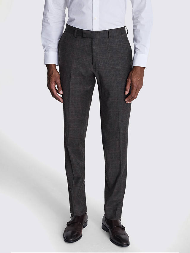 Moss Tailored Fit Check Performance Suit Trousers, Grey