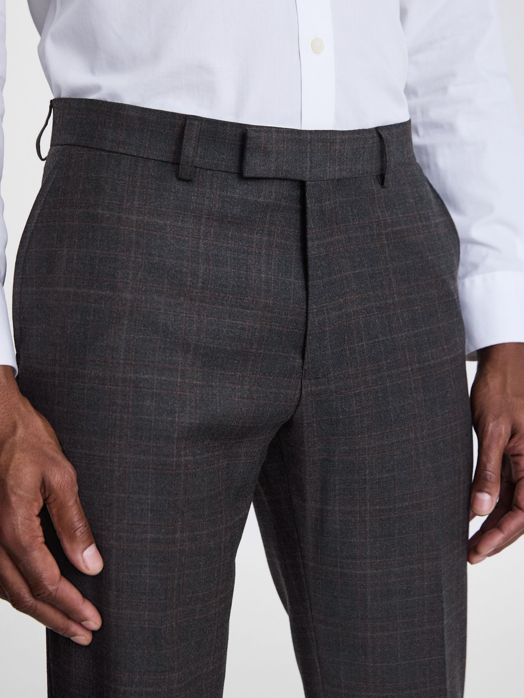 Buy Moss Tailored Fit Check Performance Suit Trousers, Grey Online at johnlewis.com