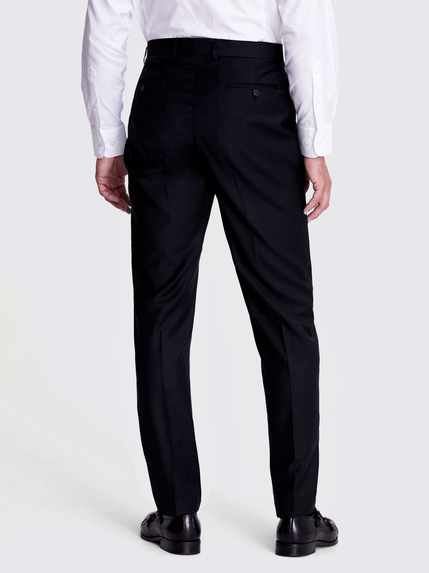 Moss Regular Fit Wool Twill Trousers, Black at John Lewis & Partners