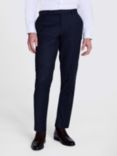 Moss Tailored Fit Wool Blend Check Performance Suit Trousers, Navy