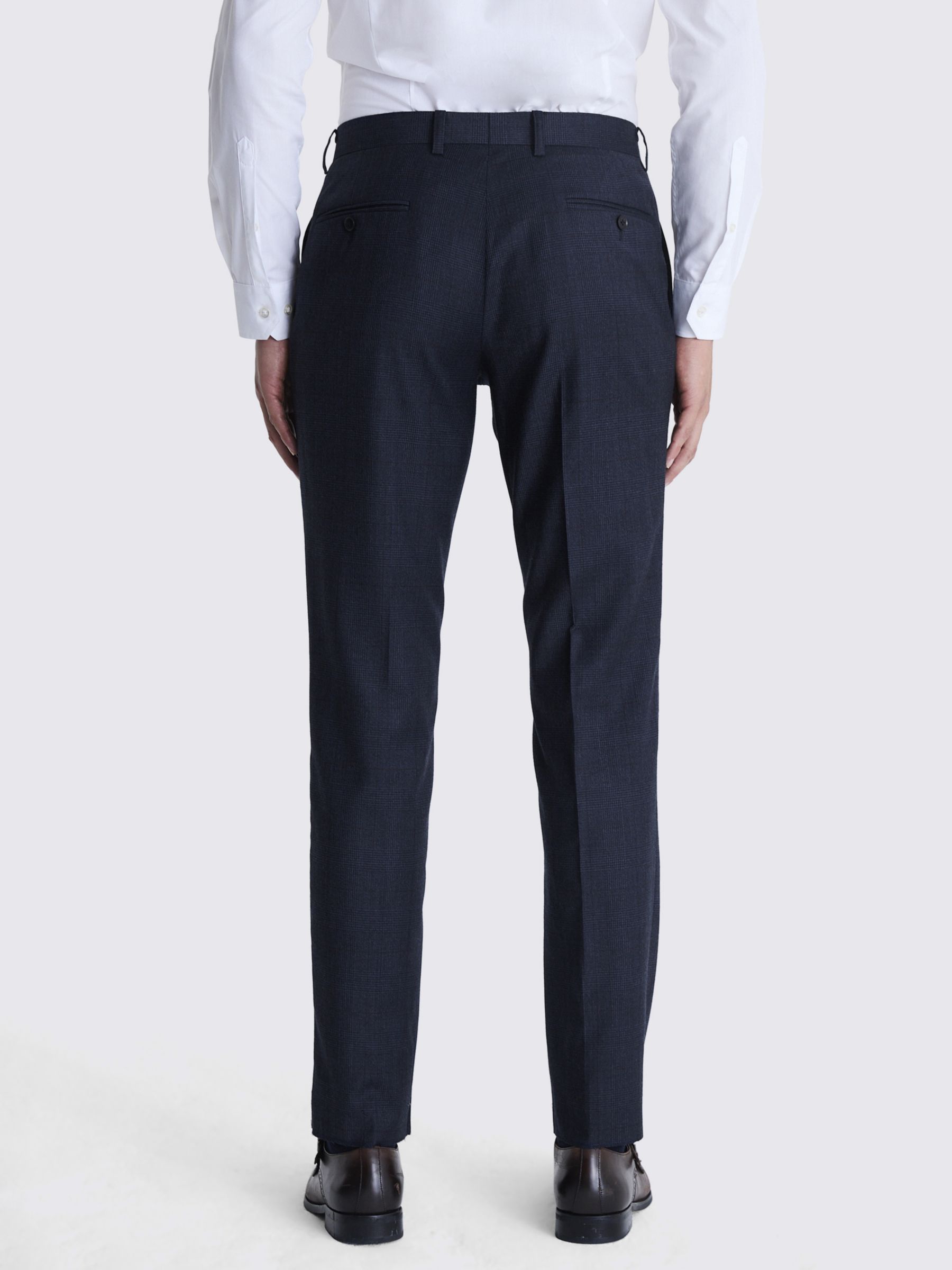 Buy Moss Tailored Fit Wool Blend Check Performance Suit Trousers, Navy Online at johnlewis.com