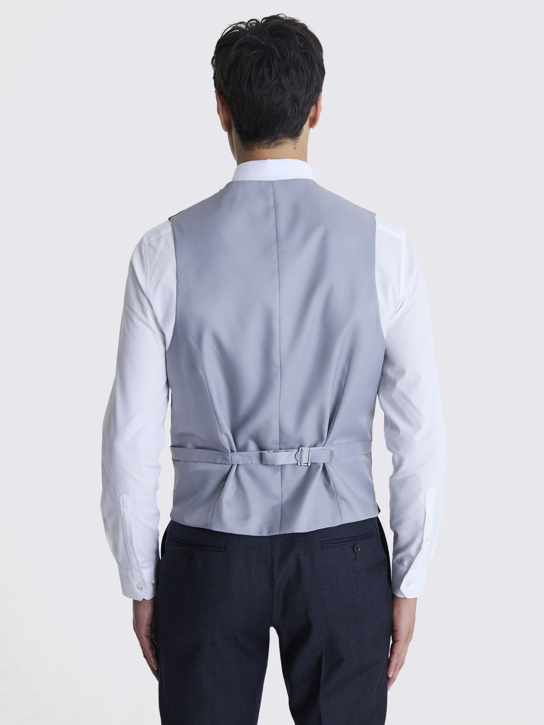 Buy Moss Tailored Fit Wool Blend Check Performance Waistcoat, Navy Online at johnlewis.com