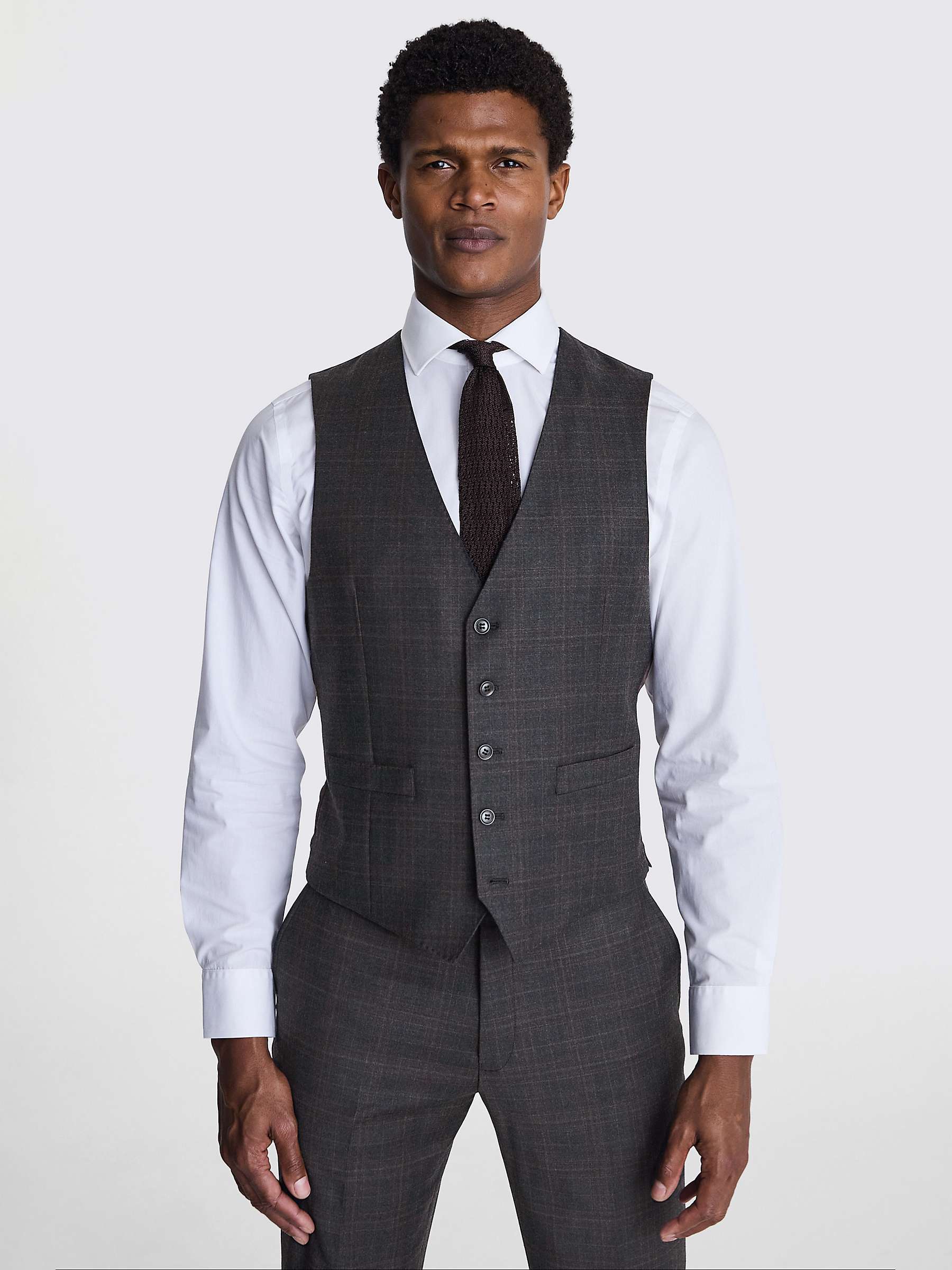 Buy Moss Tailored Fit Check Performance Waistcoat, Grey Online at johnlewis.com