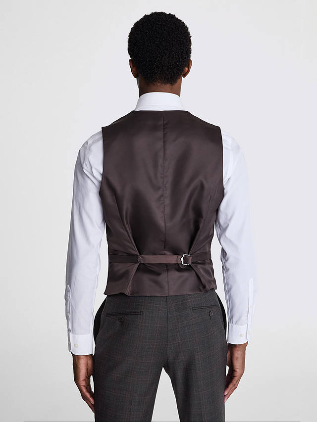 Moss Tailored Fit Check Performance Waistcoat, Grey
