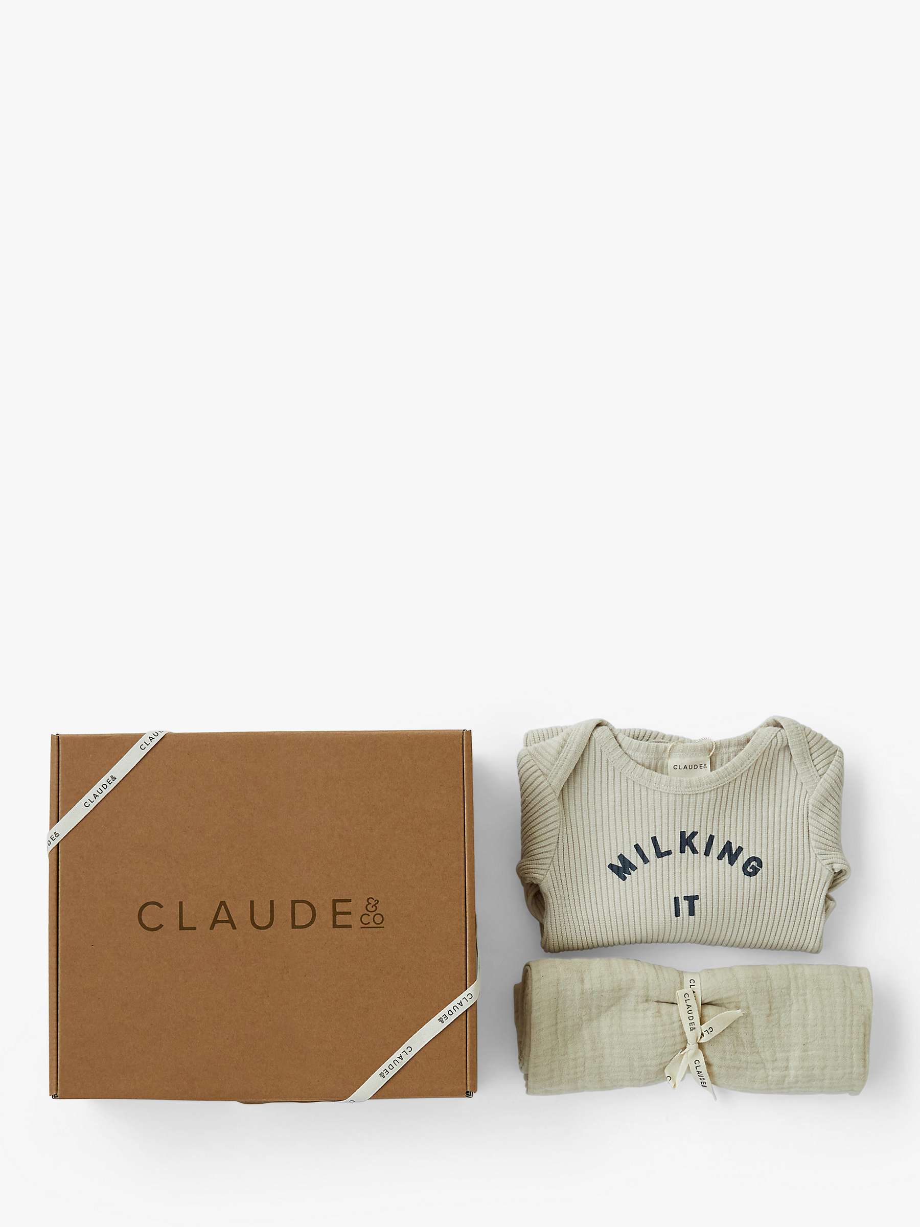 Buy Claude & Co Baby Organic Cotton Milking It Bodysuit & Muslin Gift Set Online at johnlewis.com
