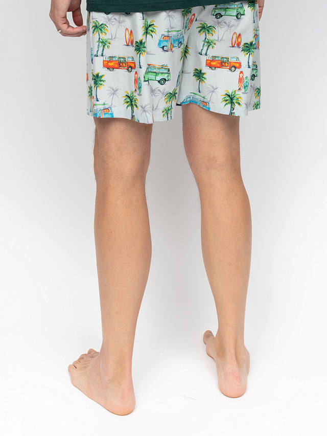 Cyberjammies Bodhi Campervan Print Pyjama Shorts, Grey/Multi