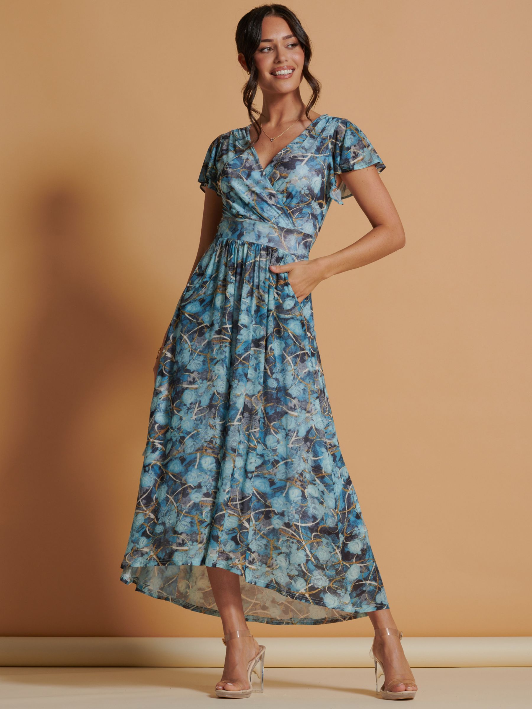 Jolie Moi Grace Abstract Print Dip Hem Maxi Dress, Multi at John Lewis ...