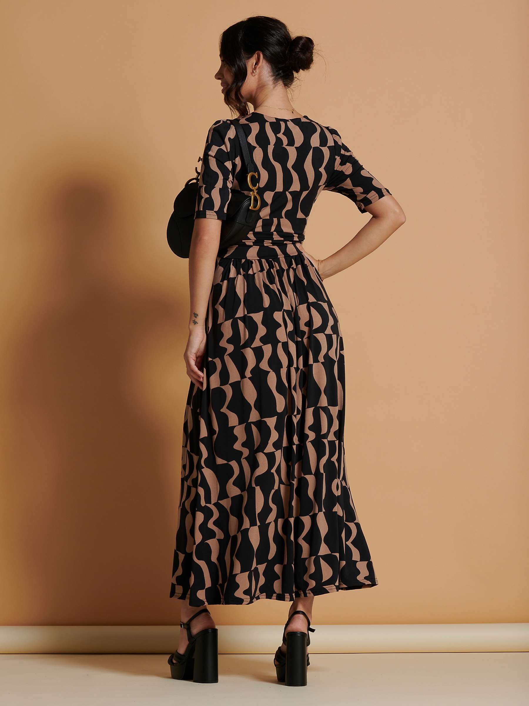Buy Jolie Moi Jenny Geometric Print Maxi Dress, Brown/Black Online at johnlewis.com