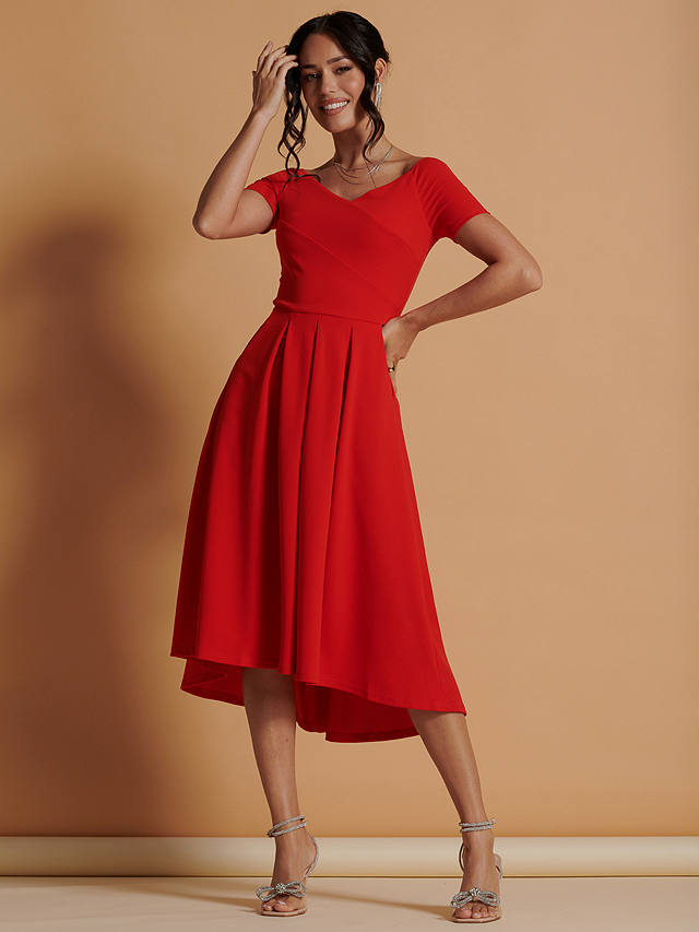 Jolie Moi Lenora Fit and Flare Midi Dress, Red