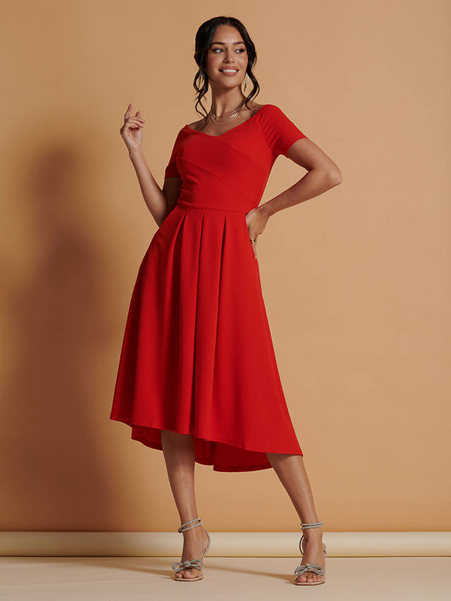 Jolie Moi Lenora Fit and Flare Midi Dress, Red