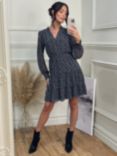 Jolie Moi Ditsy Chiffon Smock Knee Length Dress, Navy/Multi