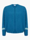 Celtic & Co. Stripe Sleeve Slouch Wool Blend Cardigan, Sky Blue
