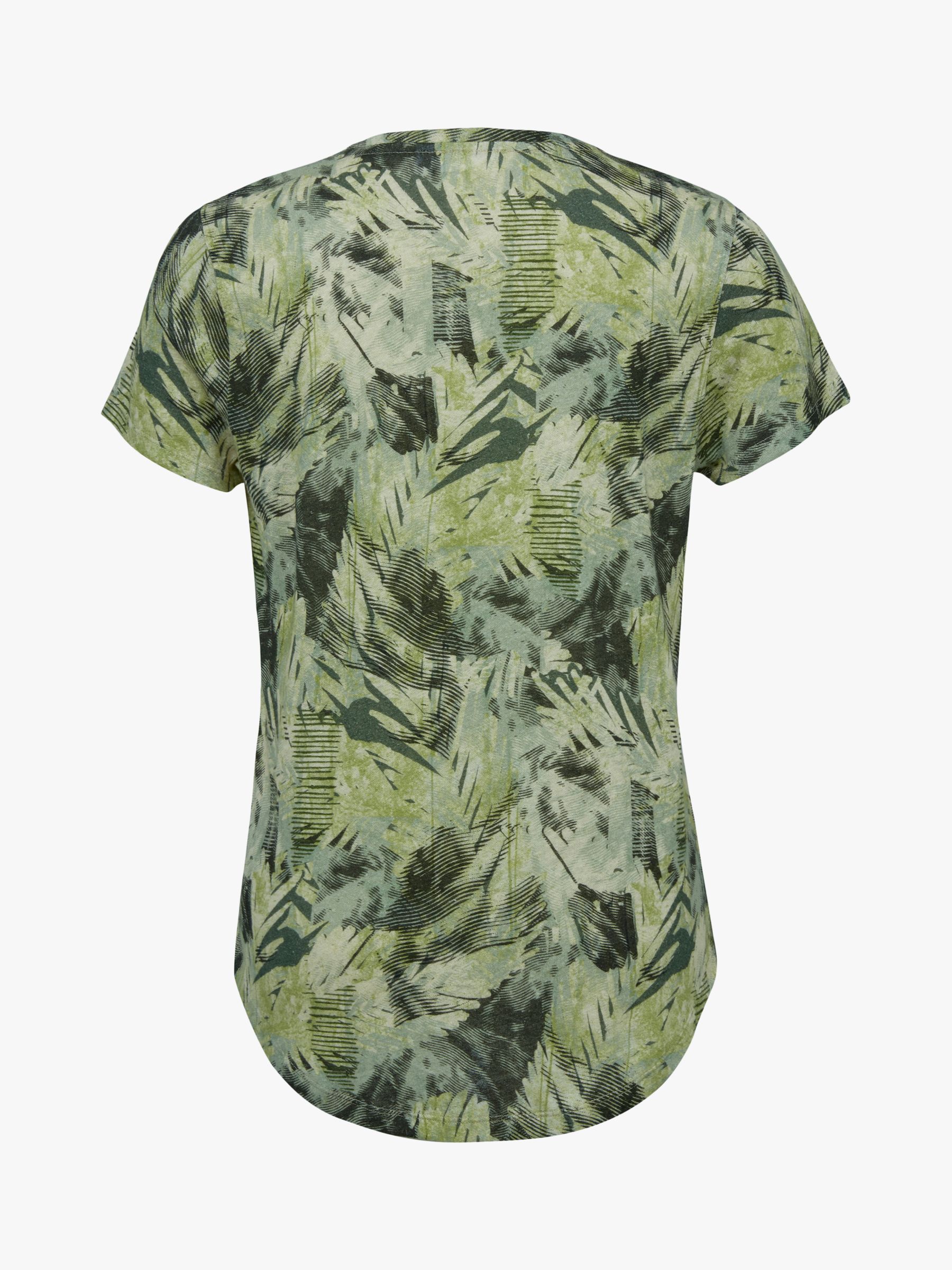 Buy Celtic & Co. Leaf Print Linen Organic Cotton Blend T-Shirt, Green Online at johnlewis.com